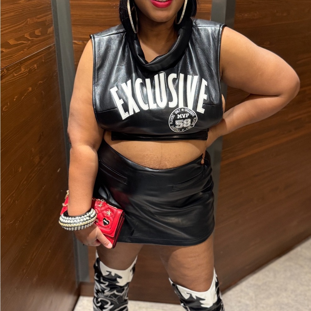 Exclusive Black Leather Crop Top
